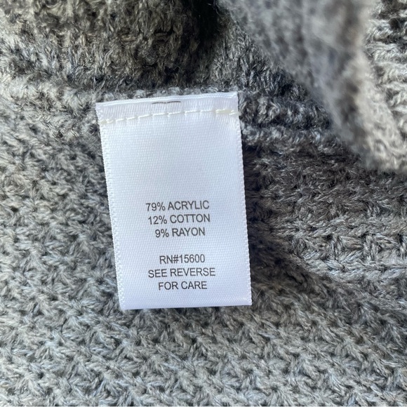 Kate & Sam Gray Grey Cowl neck Waffleknit Pullover Sweater Size Large - Picture 5 of 7